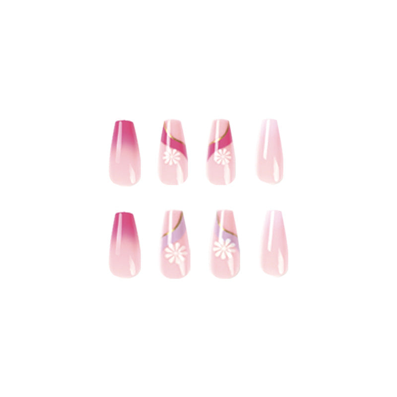 Artful nail extensions with colorful ombre design and floral accents Kalsten