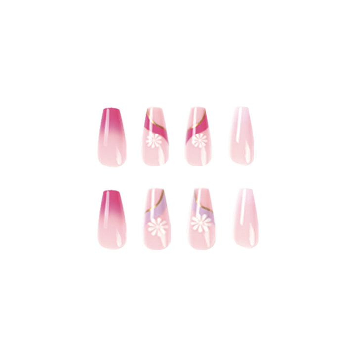 Artful nail extensions with colorful ombre design and floral accents Kalsten