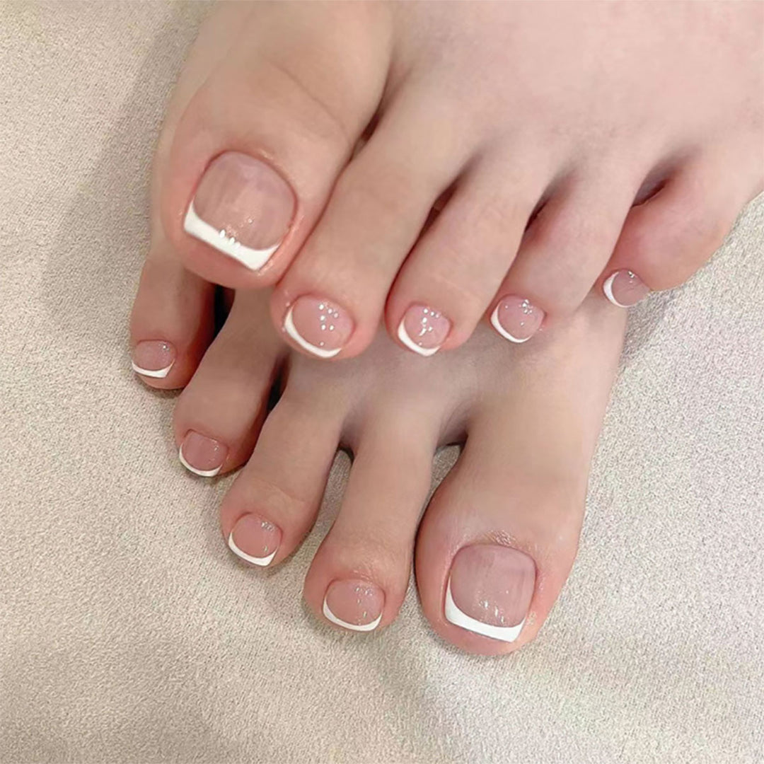 Elegant French Tip Press-On Toenails