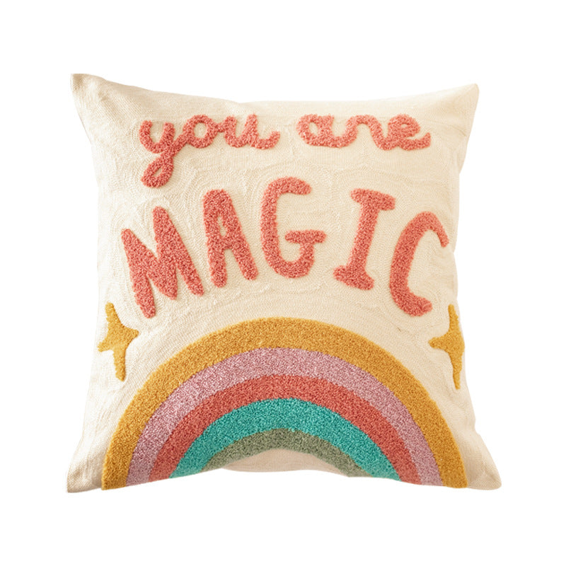 Cushion cover made of cotton-linen with hand-tufted wave pattern and concealed zipper Kalsten