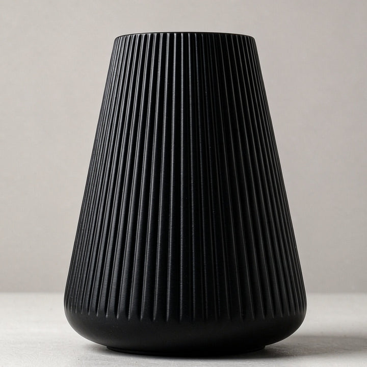 Modern Vertical Ribbed Ceramic Vase Kalsten