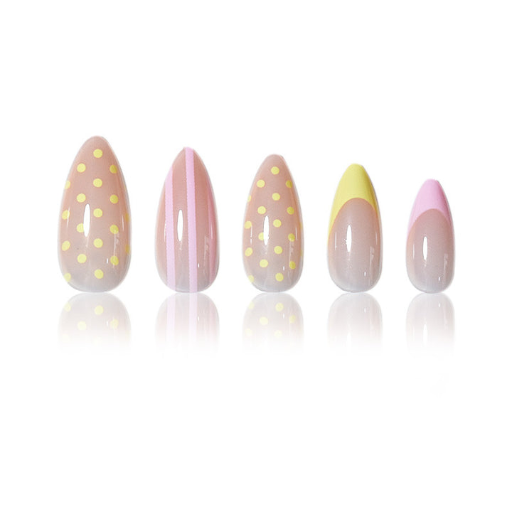 Artistic Press-On Nail Set with Polka Dot and Ombre Design Kalsten