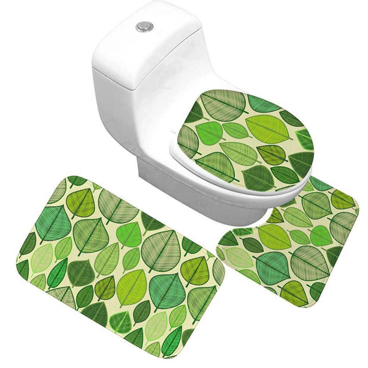 Floral Design Toilet Mat Set