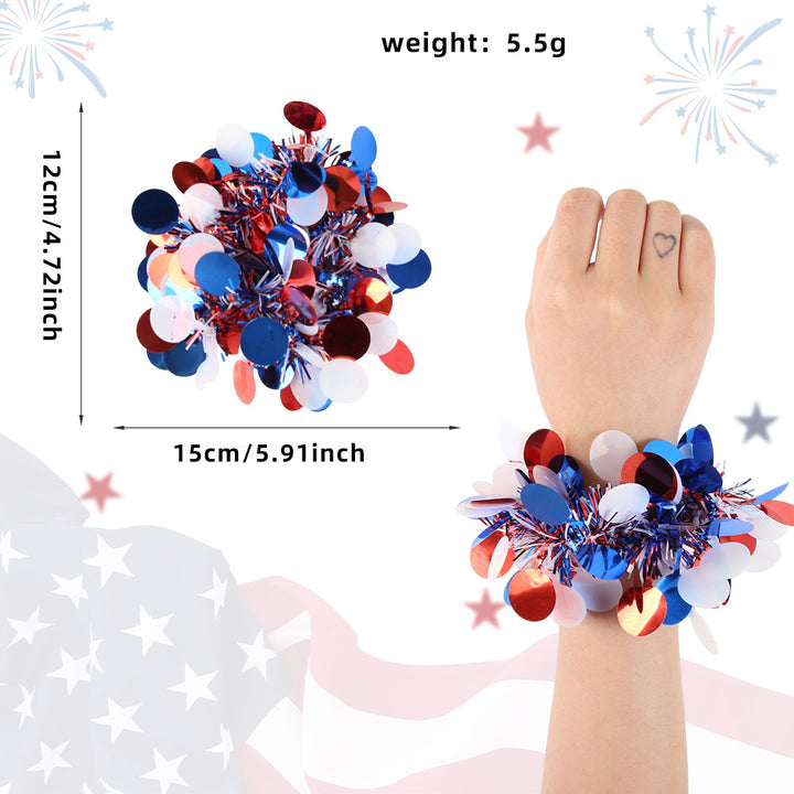 Independence Day festive tinsel pom-pom elastic wrist cuff Kalsten