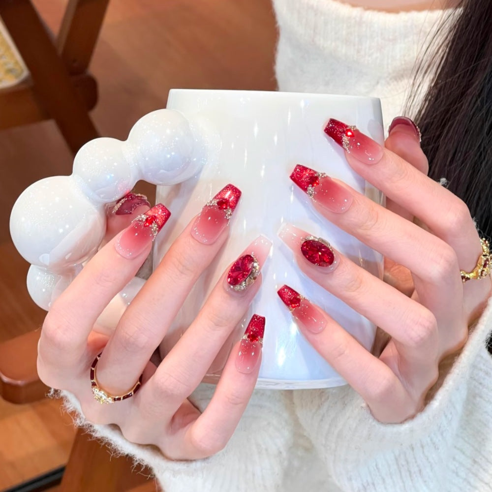 Glamorous Press-On Nail Art Set with Rhinestone Accents Kalsten