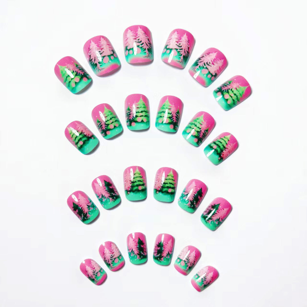 Artificial nails with festive Christmas tree design Kalsten