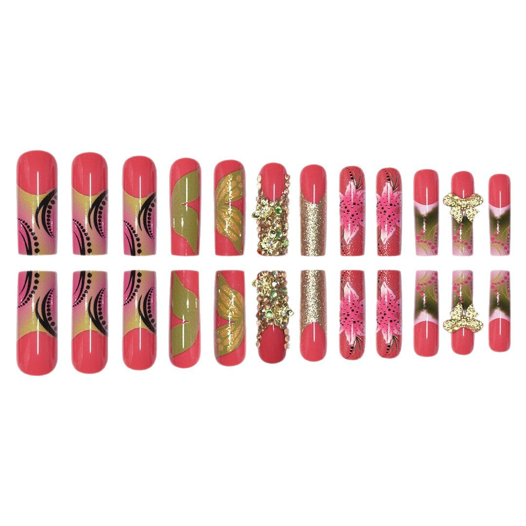 3D Floral Gemstone Press-On Nail Art Kalsten
