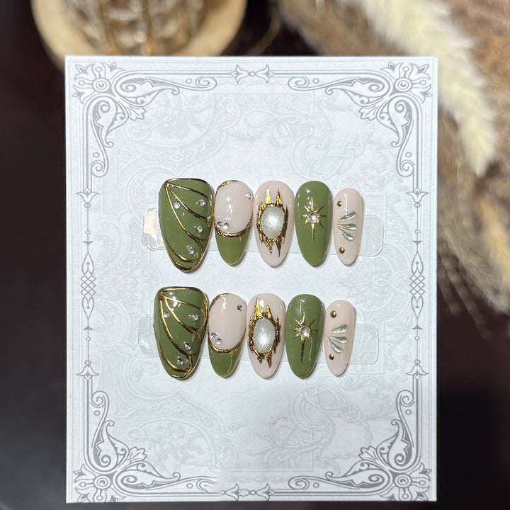 Decorative Press-On Nail Set with Celestial Accents Kalsten