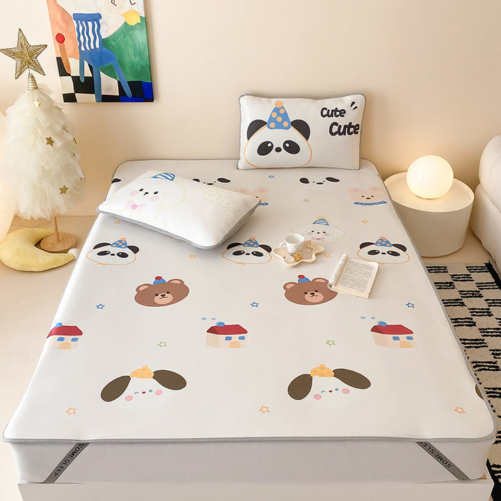 Kids Mattress Protector Topper with Non-Slip Bottom and Cute Bear Print