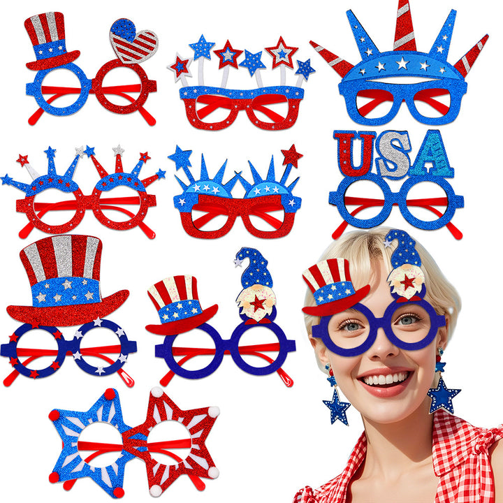 Unisex glitter glasses with USA lettering and round frame party glasses Kalsten