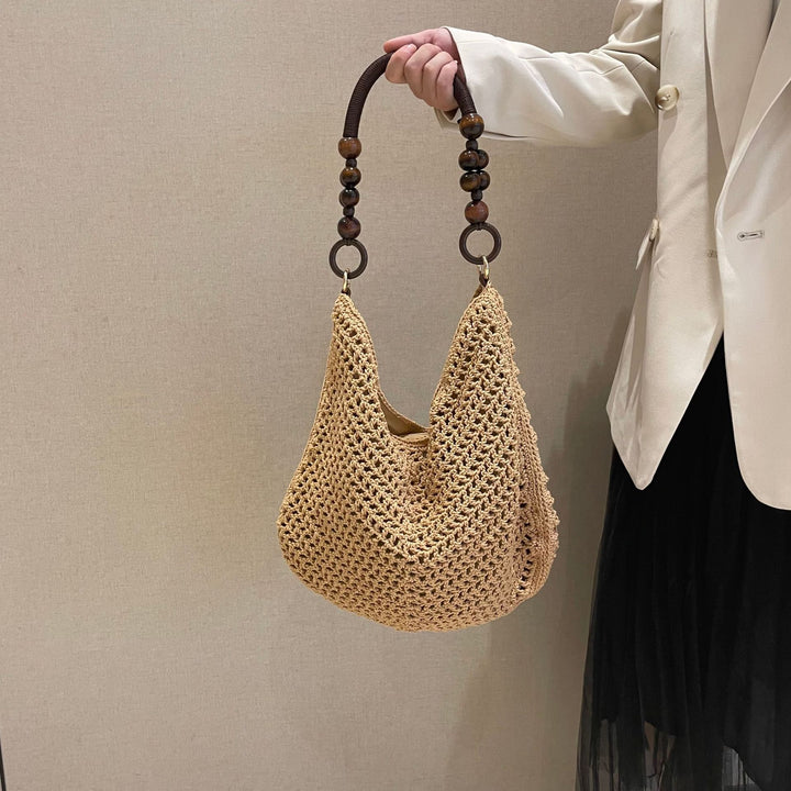 Hand-knotted bag with wooden handles Kalsten