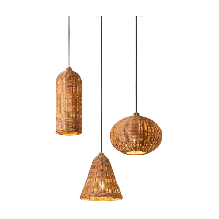 Handmade pendant light made of braided rattan Kalsten