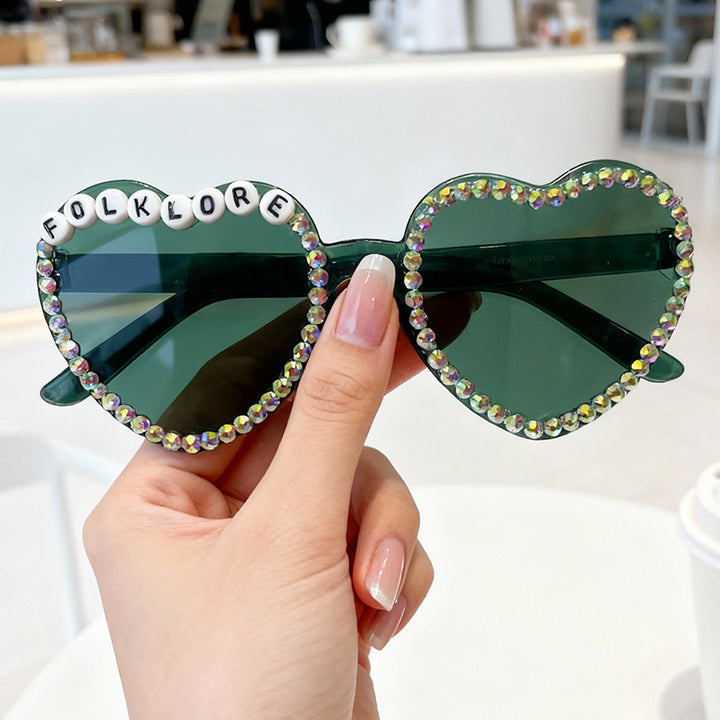 Heart-Shaped Rhinestone-Embellished Sunglasses Kalsten 1787141205