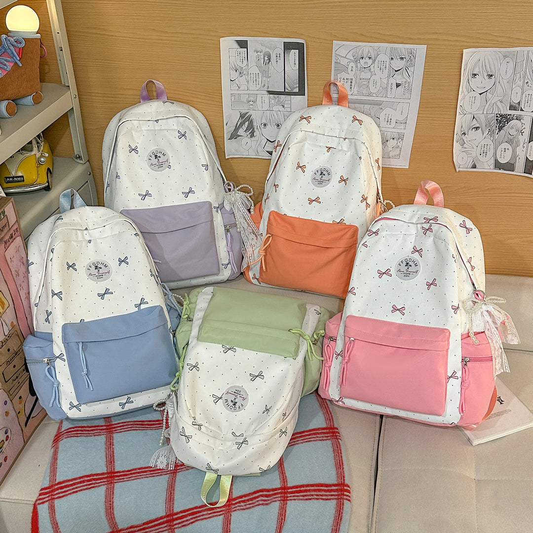 Stylish Bow-Embellished Casual Backpack Kalsten