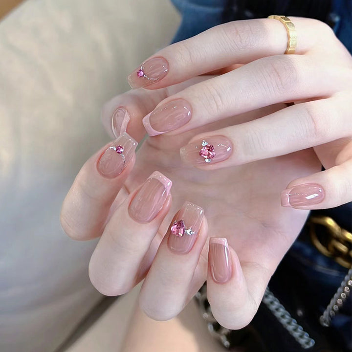 Artistic Press-On Nail Set with Glittery Star Accents Kalsten