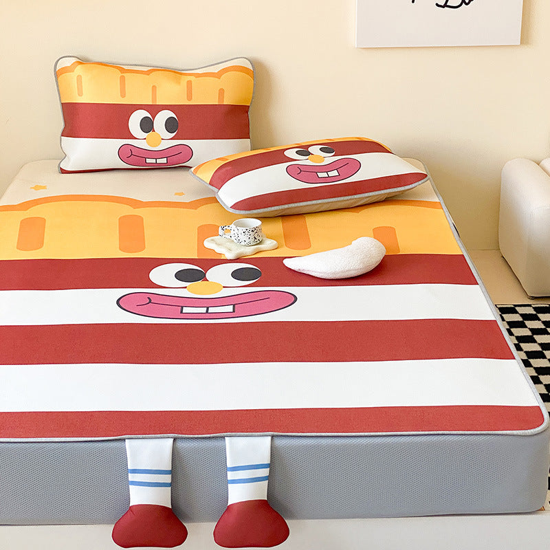 Children's tension cover with anti-slip, cartoon breakfast print, and 3D boot applications