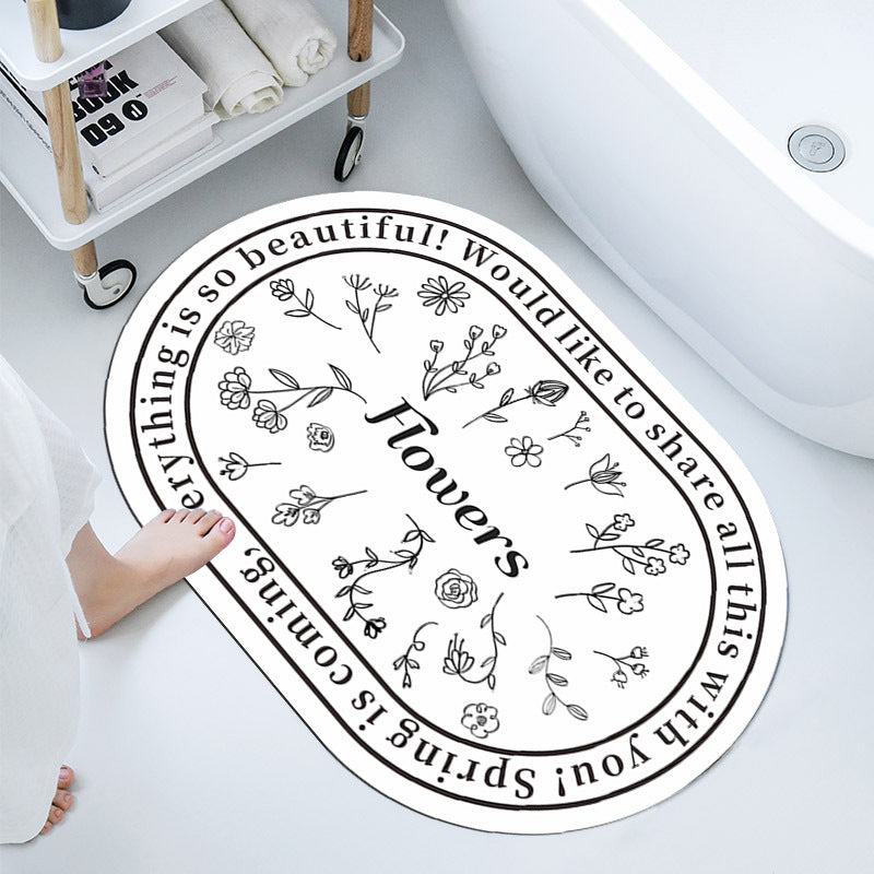 Floral-Themed Bathroom Mat