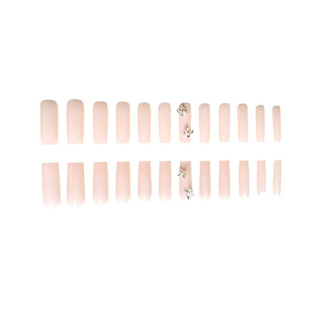 Elegant Long Coffin Nail Extensions with Butterfly Accents Kalsten