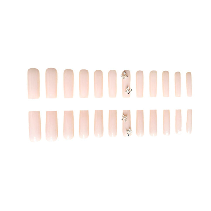 Elegant Long Coffin Nail Extensions with Butterfly Accents Kalsten