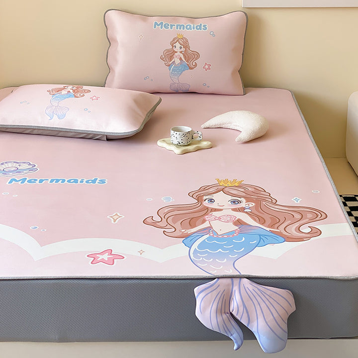 Children's tension cover with anti-slip, cartoon breakfast print, and 3D boot applications