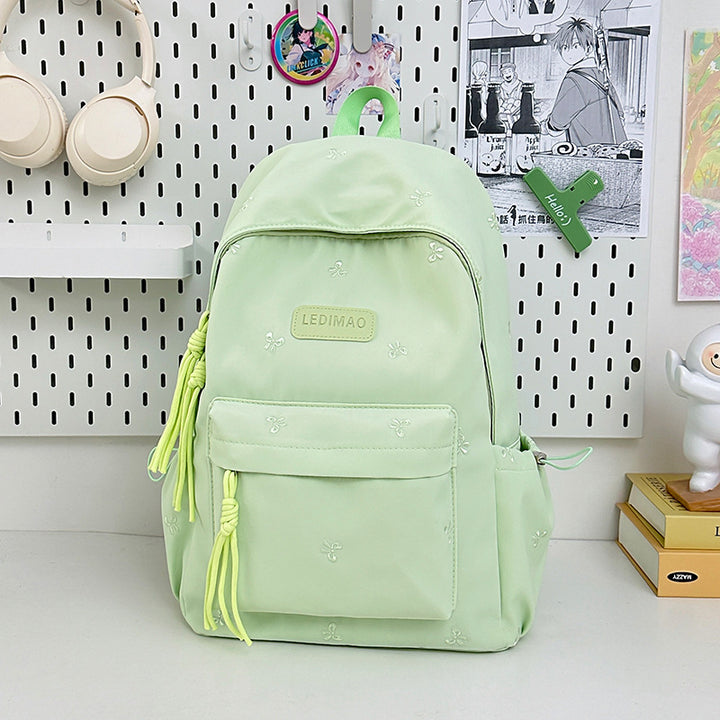 Elegant Floral Embroidered School Backpack
