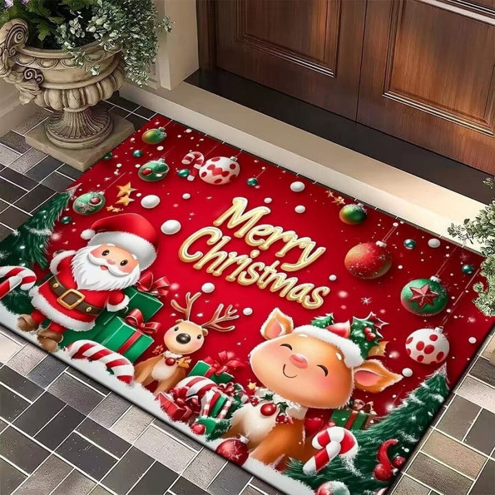 Festive Cartoon Santa Themed Doormat