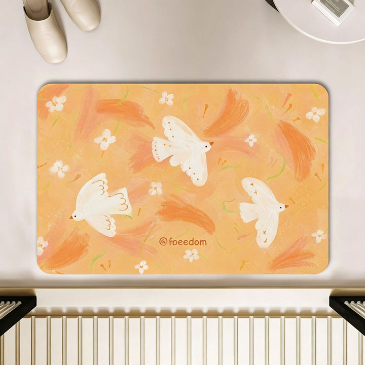 Artistic Floral Motif Bath Mat