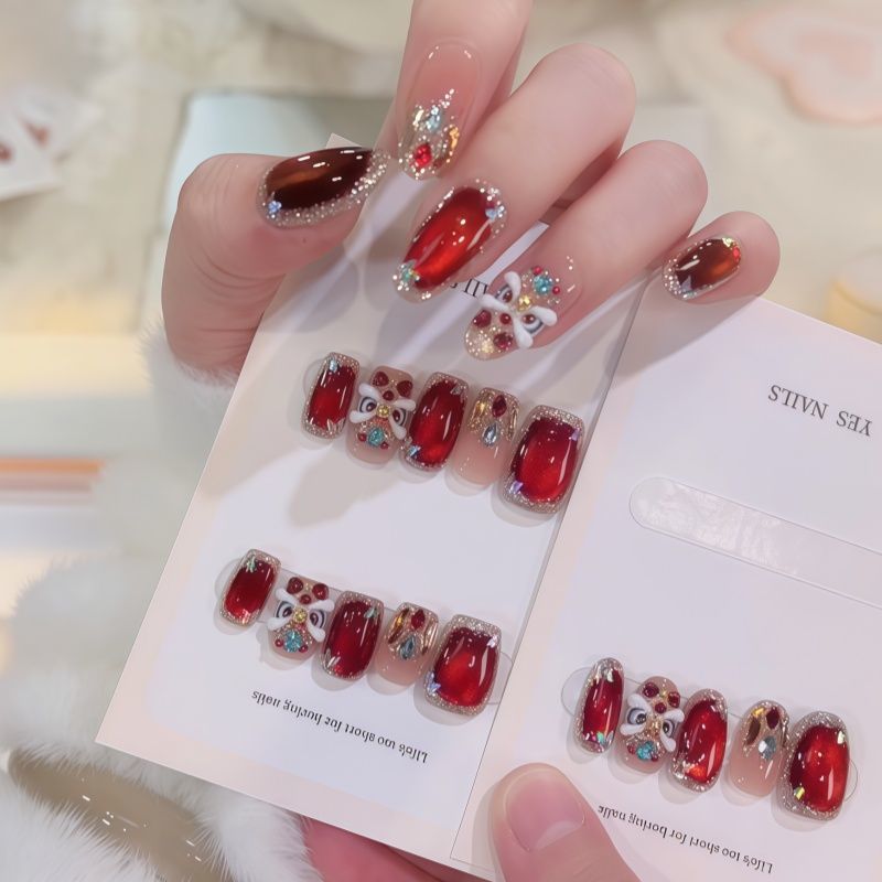Elegant Gemstone Embellished Press-On Nail Set Kalsten