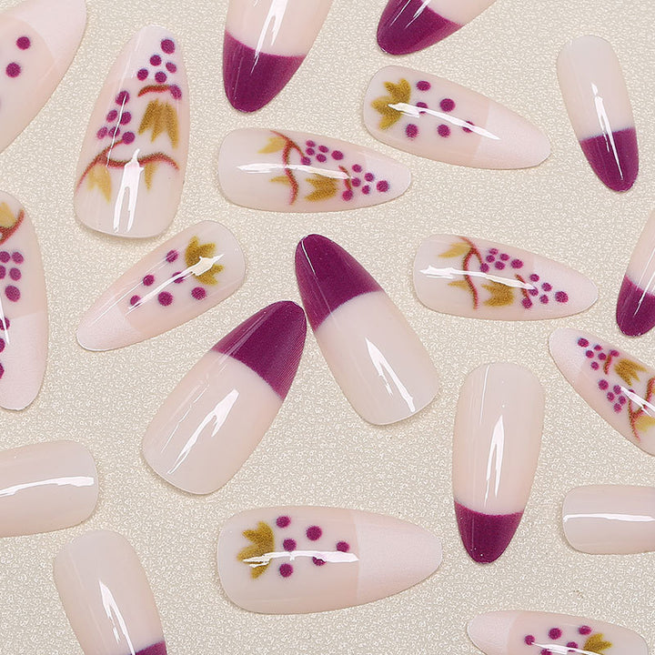 Botanical-Themed Press-On Nail Art