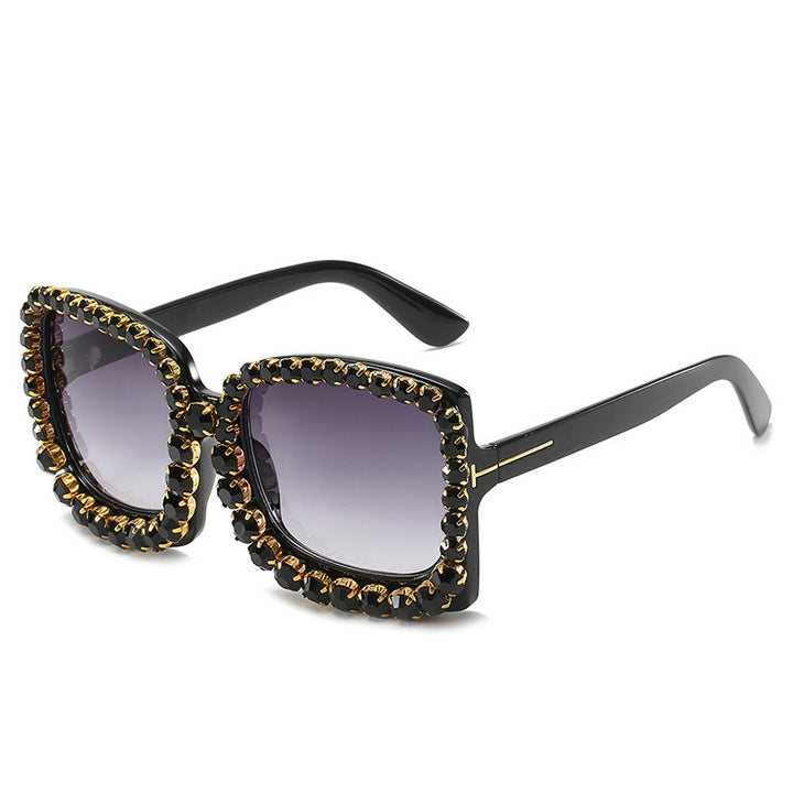 Glamorous Rhinestone-Embellished Oversized Sunglasses Kalsten