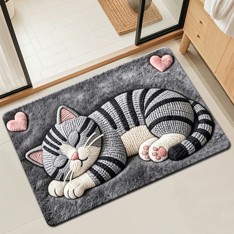 Cute Cat-Shaped Plush Bath Mat