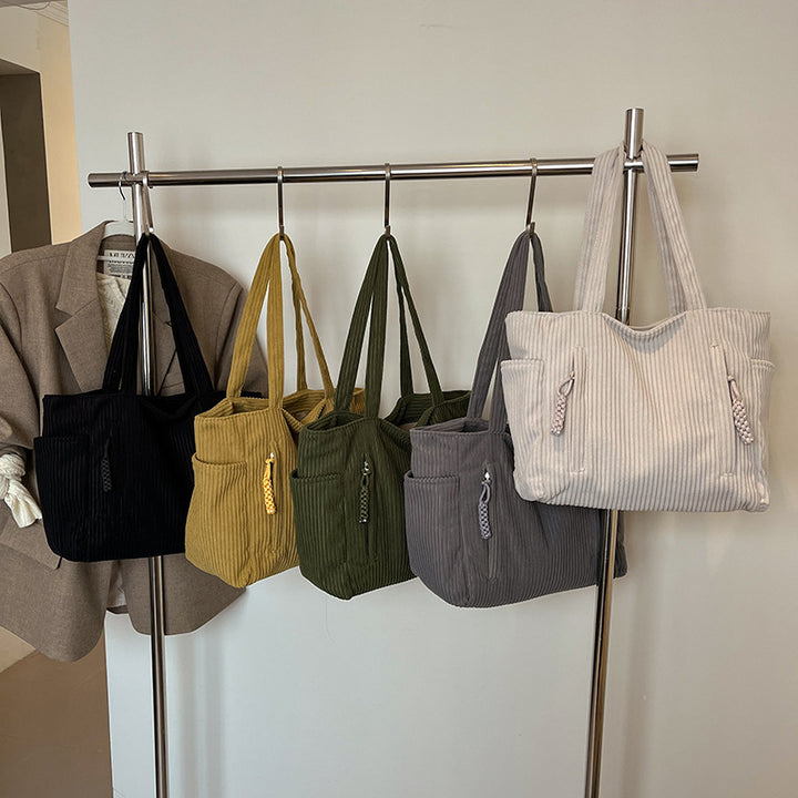 Corduroy Multi-Pocket Tote Bag Kalsten
