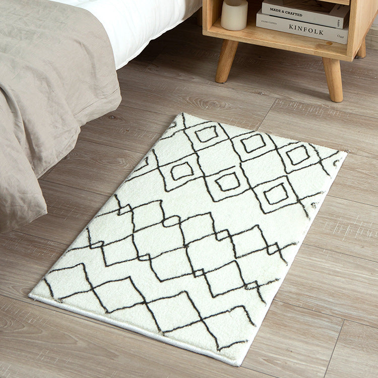 Soft high-pile bath mat rug with Berber-inspired diamond pattern Kalsten