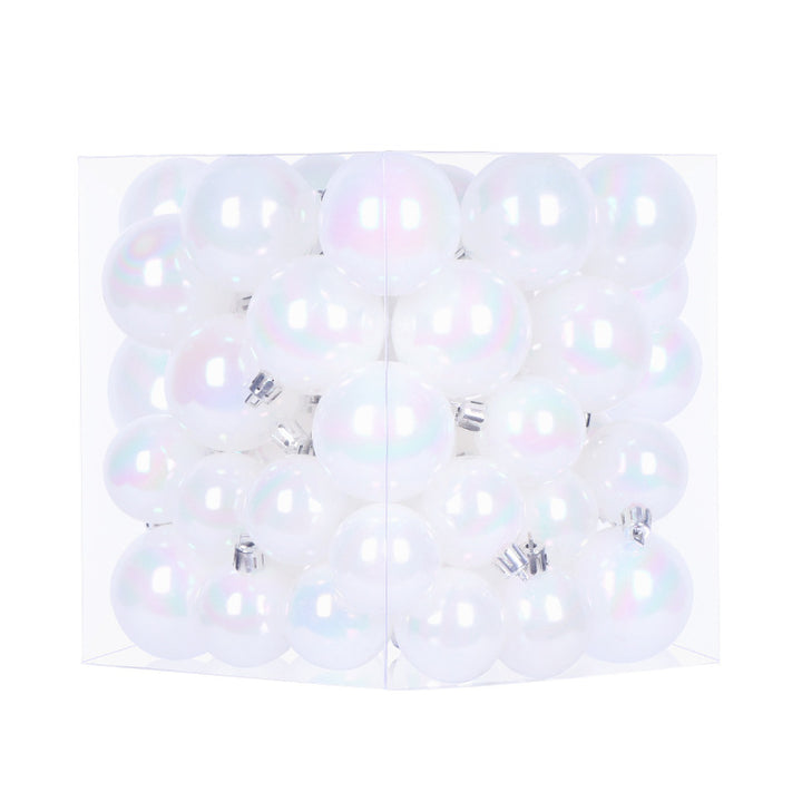 Set of pearl-glossy plastic Christmas ornaments in two sizes