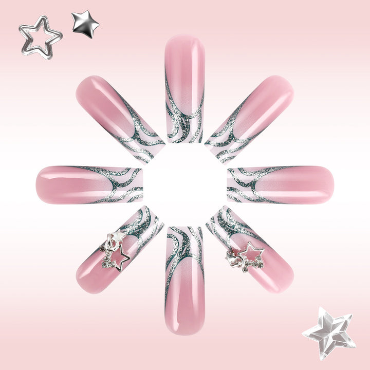 Glittery Star-Embellished Press-On Nails Kalsten