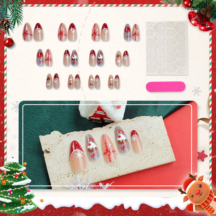 Festive Holiday-Themed Press-On Nail Art Set 1790738334