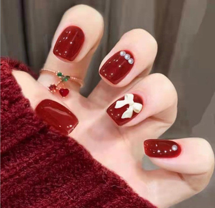 Artistic nail set with 3D flower and bow details Kalsten