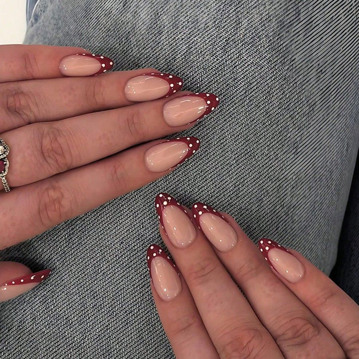 Decorative French Tip Acrylic Nail Enhancements Kalsten