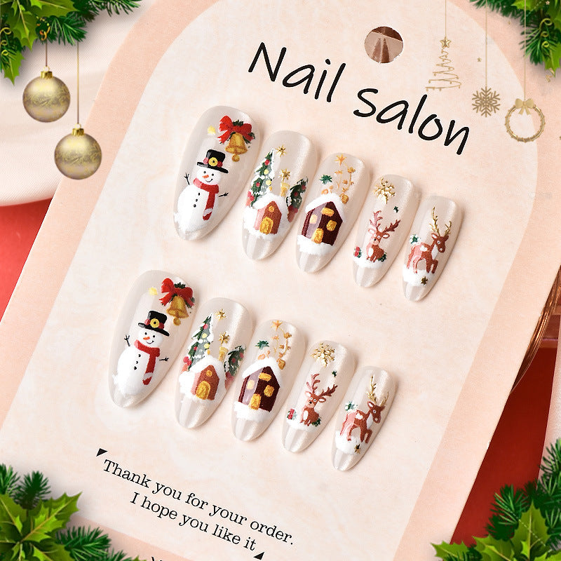 Festive Winter-Themed Press-On Nail Art Kalsten