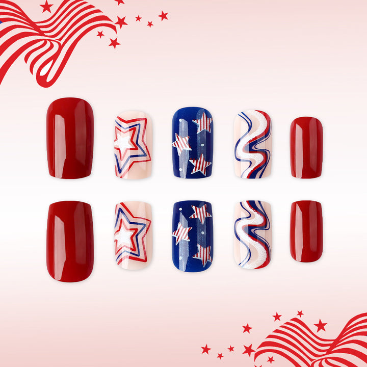 Themed Press-On Nail Art Set with Star Design Kalsten