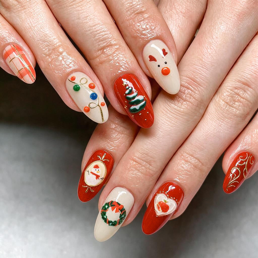 Creative Holiday-Themed Press-On Nail Set