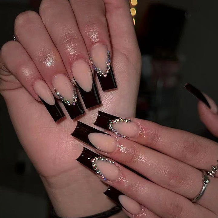 Artificial nail set with elegant rhinestone decorations and stylish high-gloss finish Kalsten