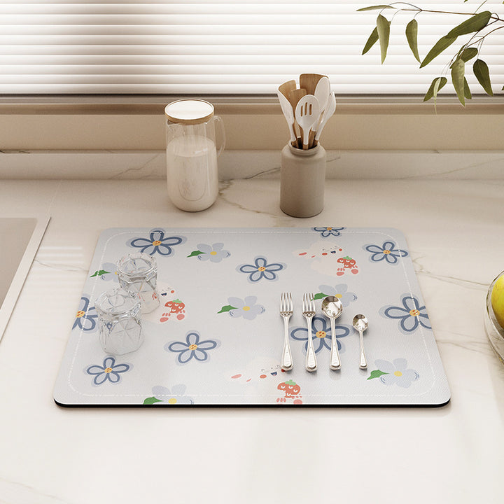 Floral Patterned Kitchen Protector Mat