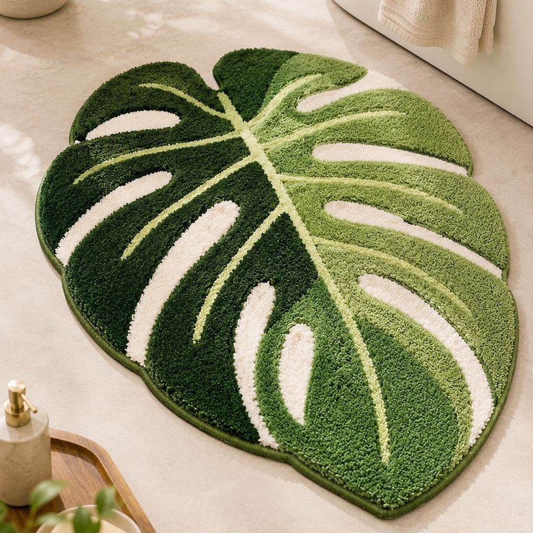 Plush Leaf-Shaped Area Rug
