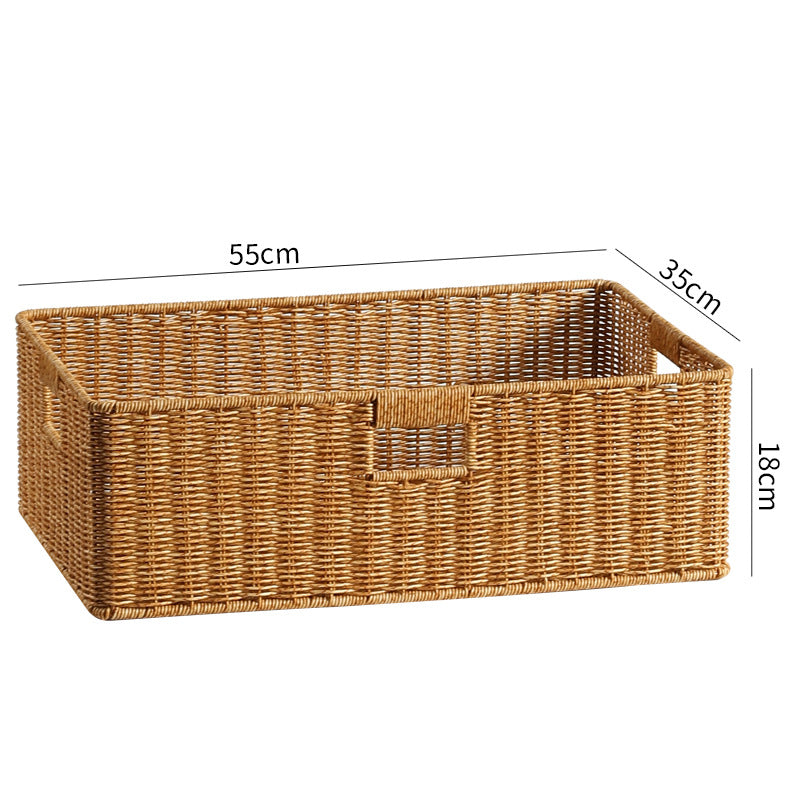 Large Handwoven Rectangular Storage Basket with Cutout Handles Kalsten