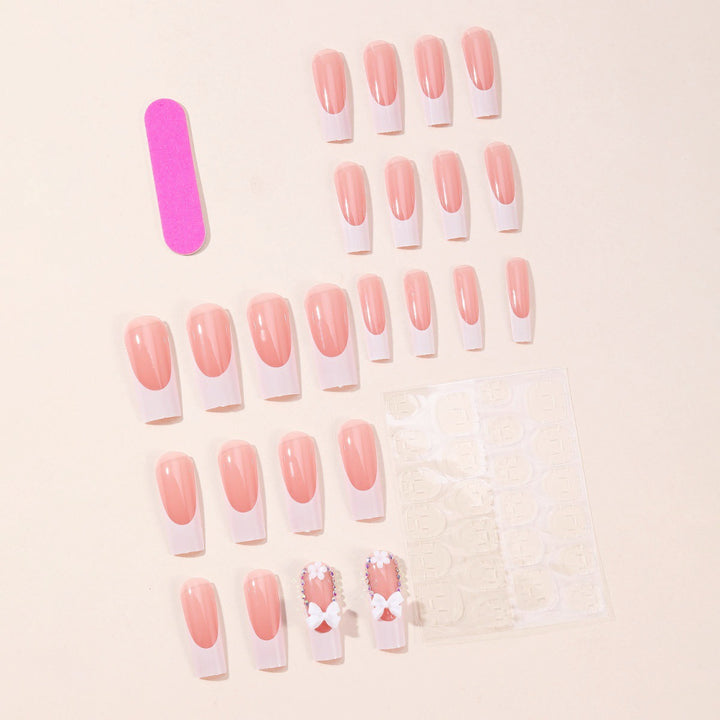 Artificial nail set with dreamy 3D flowers and bow decorations Kalsten