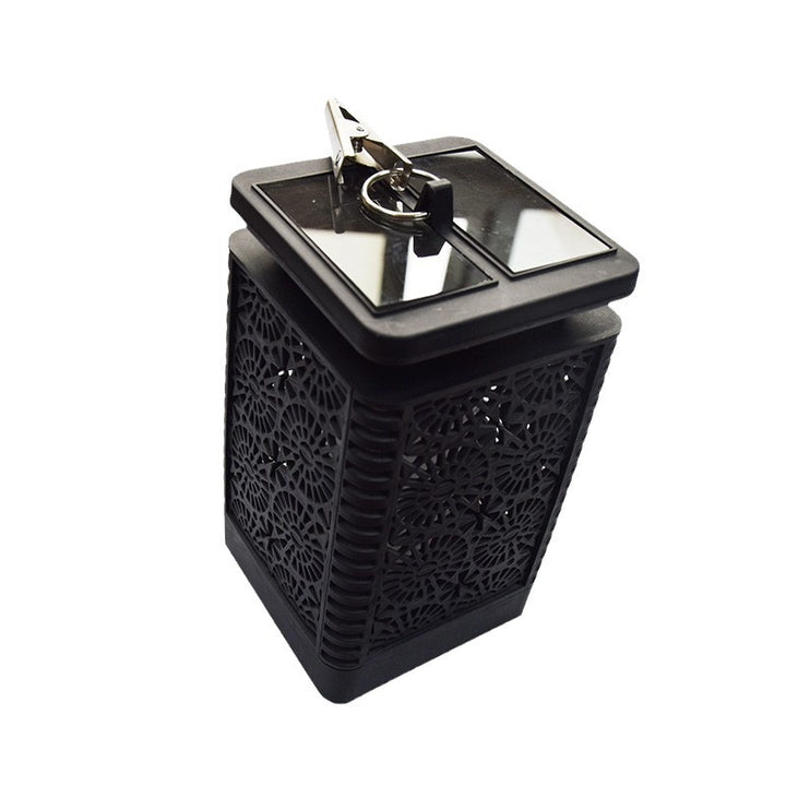 Decorative Solar-Powered Metal Lantern With Filigree Cutout And Flickering LED Flame Effect Kalsten