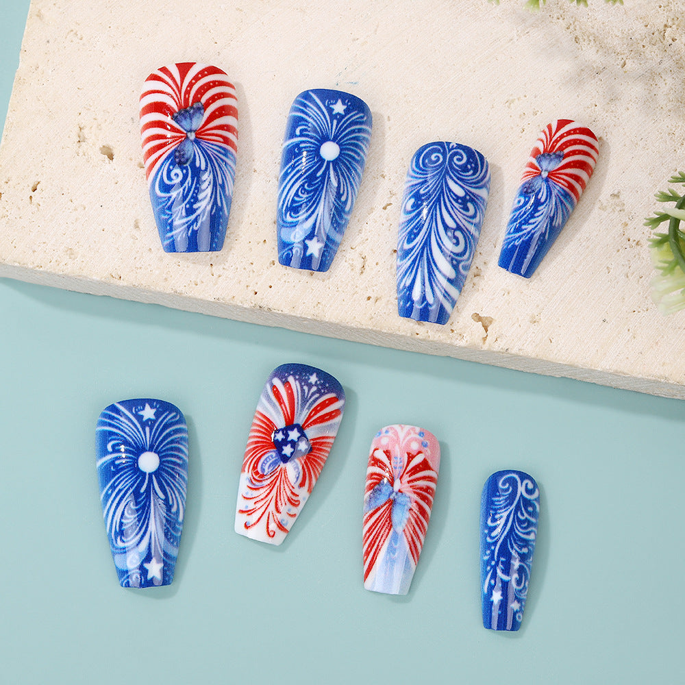 Creative acrylic nails with patriotic patterns Kalsten