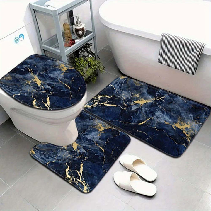 Artistic Marble Print Bath Mat Set