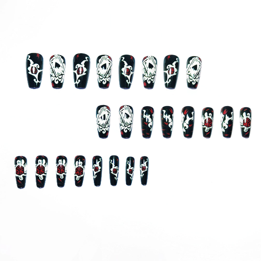 Artificial nails with playing cards and dice motif Kalsten